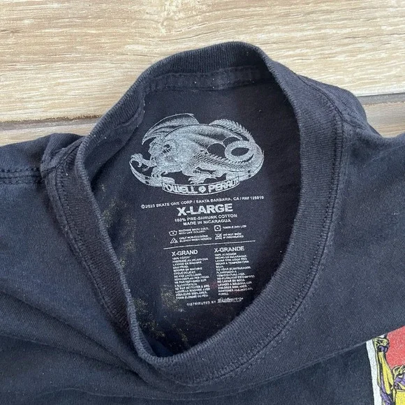 Powell Peralta Skateboards Shirt Mike Frazier Yellow Man Black Mens XLarge - Picture 13 of 13